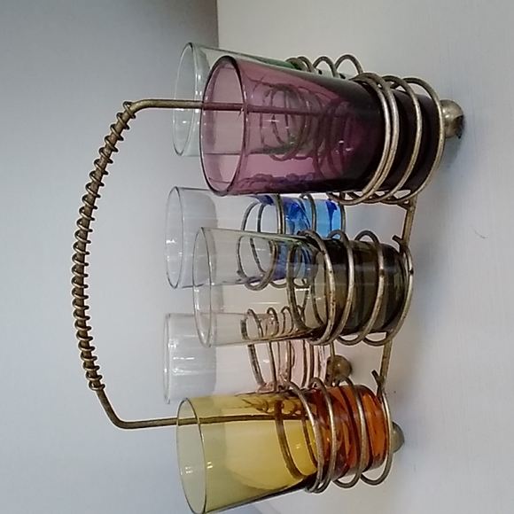 Vintage 50's 60's shot glasses with carrying tray - Picture 4 of 5